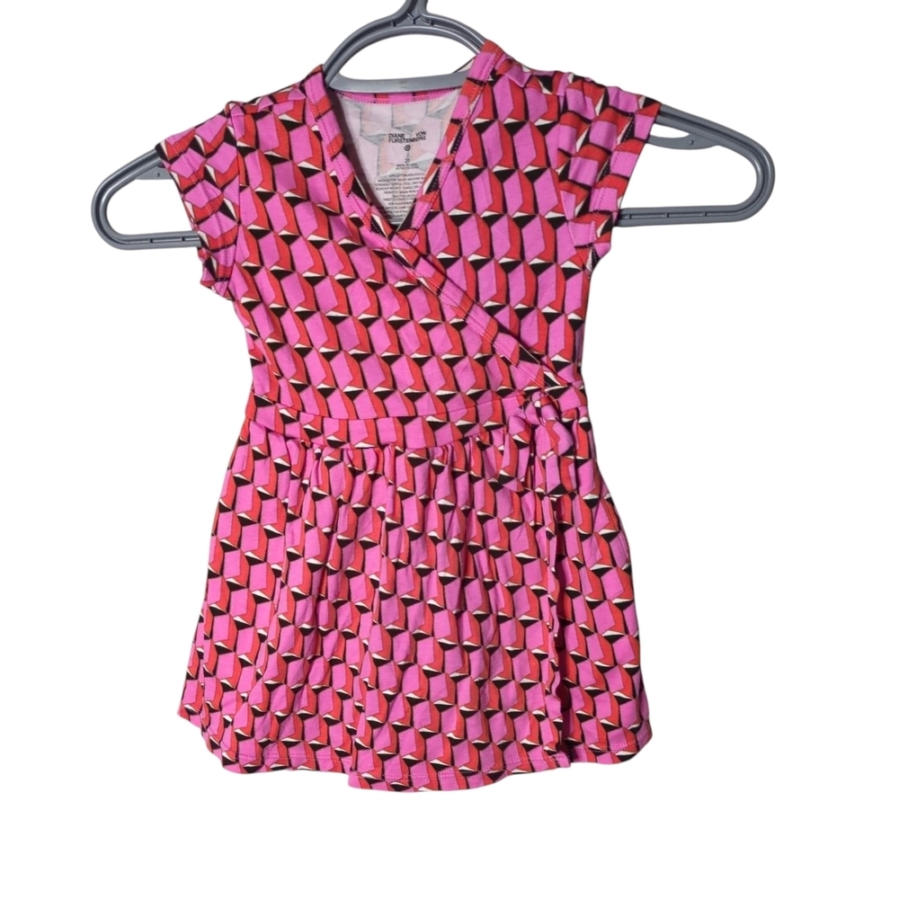 Diane Von‎ Furstenburg For Target Pink Geometric Pattern Wrap Dress Size 2T